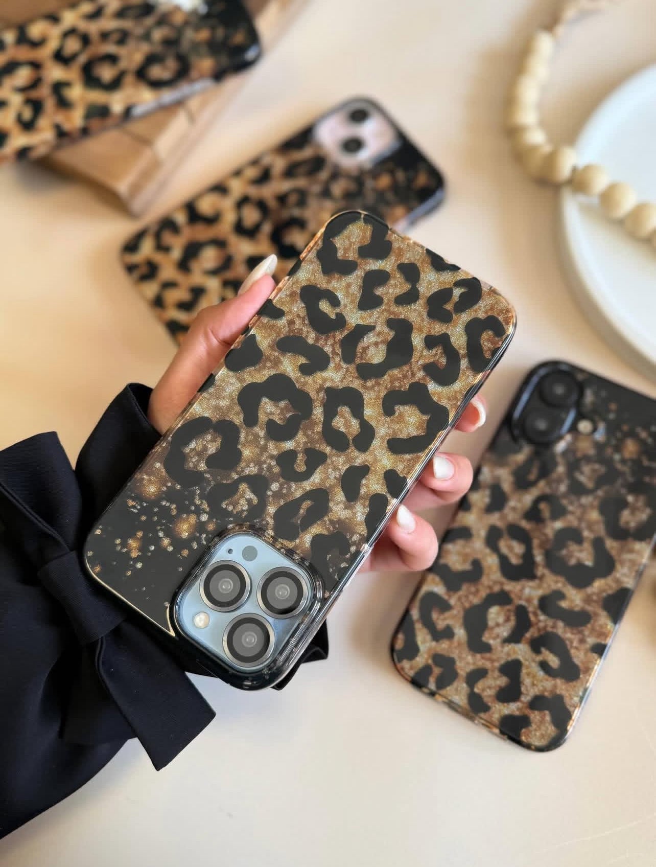 Golden Glitter Cheetah Case