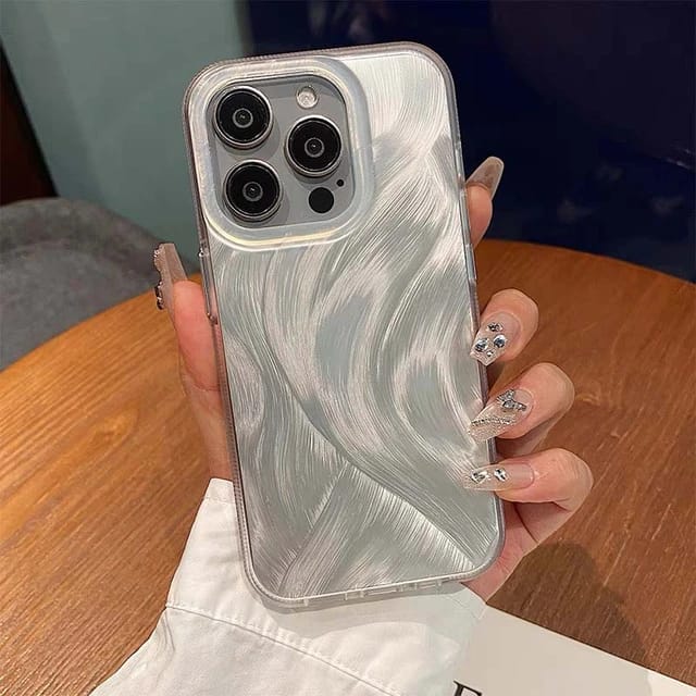 Luxury Silver feather laser plating Glitter Case