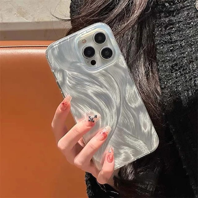 Luxury Silver feather laser plating Glitter Case