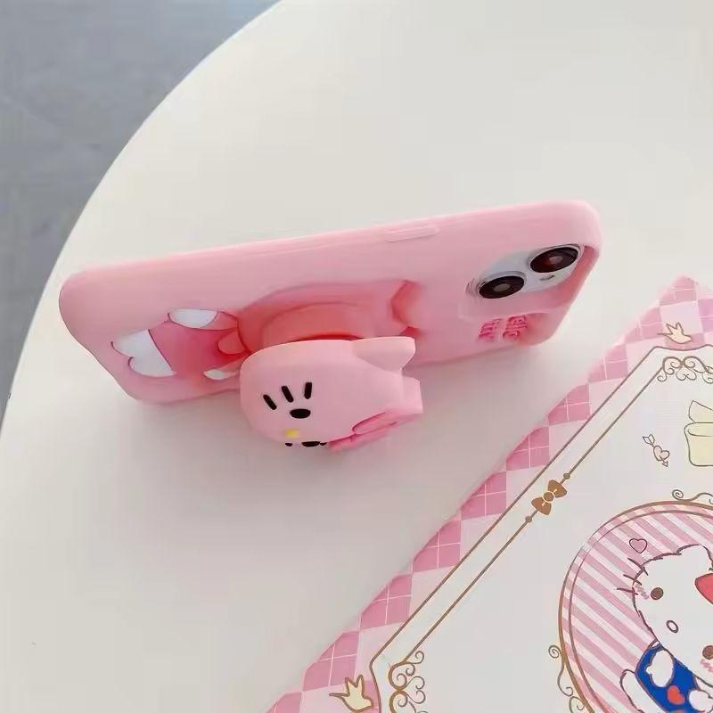New 3D Cartoon Design Pop-Holder Case For iPhone