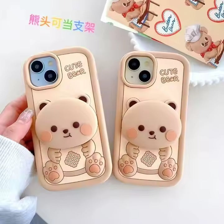 New 3D Cartoon Design Pop-Holder Case For iPhone