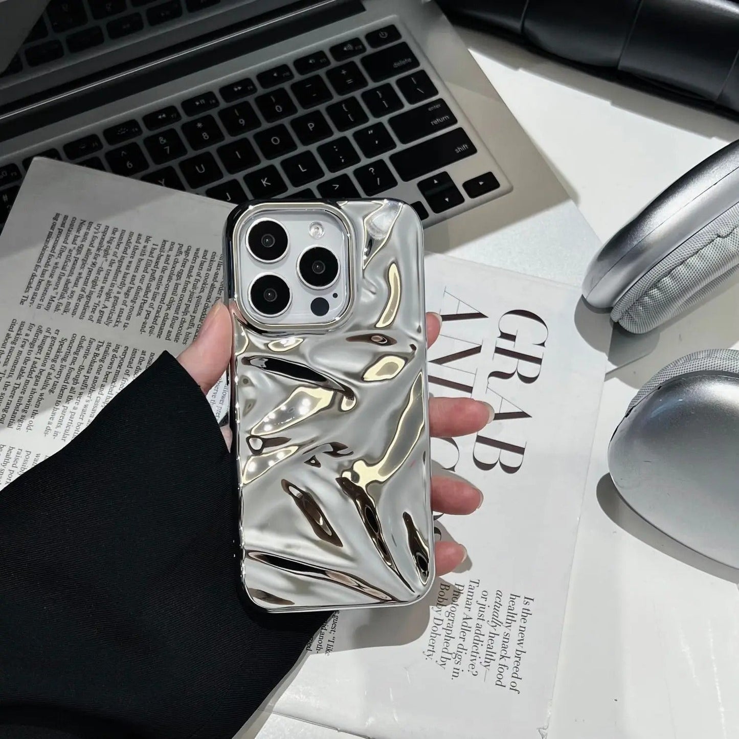 🪐Silver Glossy Meteorite Laser Case