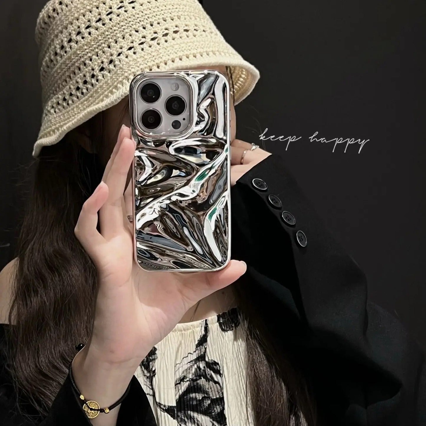 🪐Silver Glossy Meteorite Laser Case