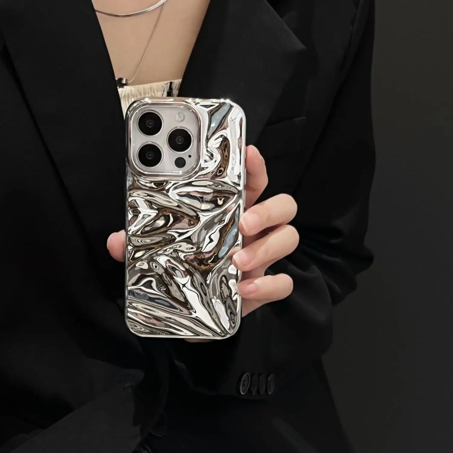 🪐Silver Glossy Meteorite Laser Case