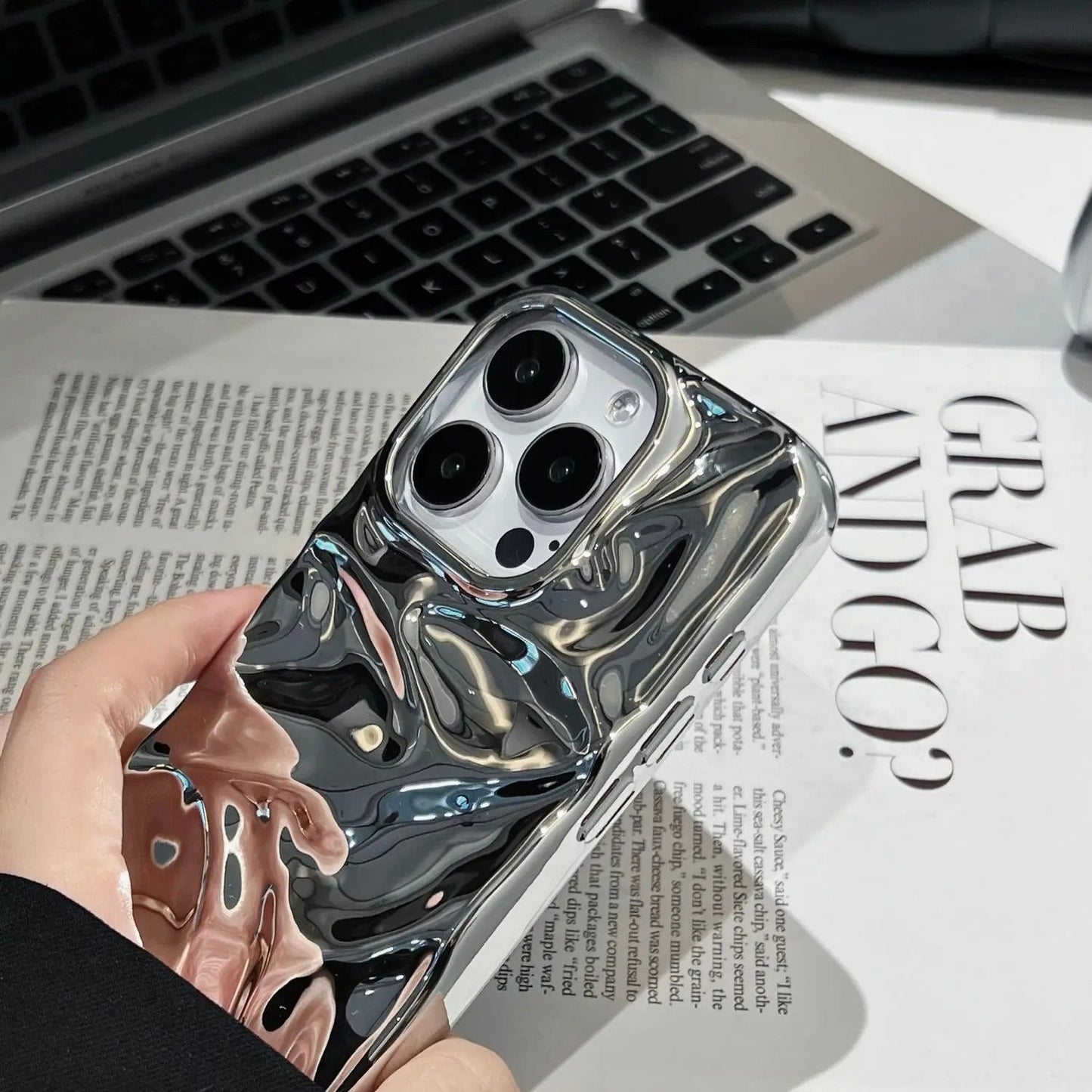 🪐Silver Glossy Meteorite Laser Case