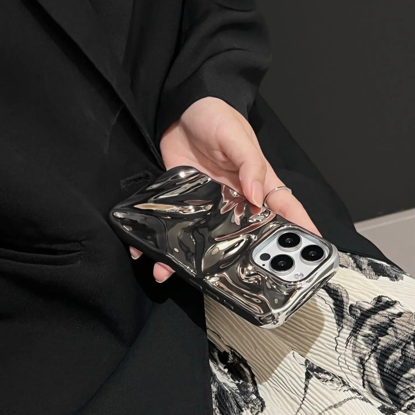 🪐Silver Glossy Meteorite Laser Case