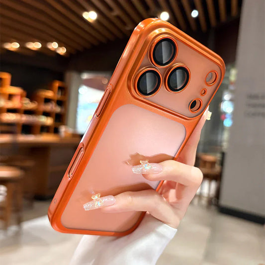 Luxury Frosted Translucent PC Case for Iphone 17 series (Cosmic Orange)