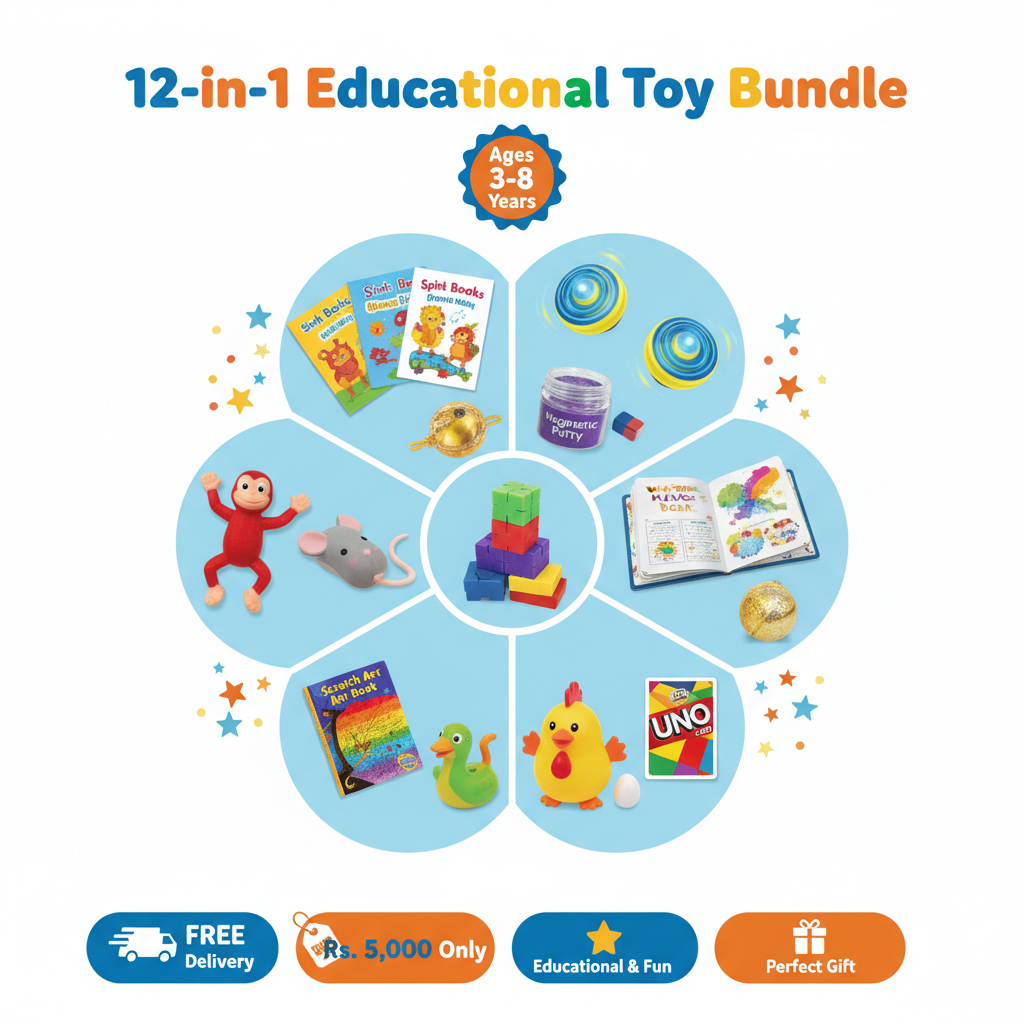 12-in-1 Educational Toy Bundle for Kids (Ages 3-8) | Mixed Activity Set