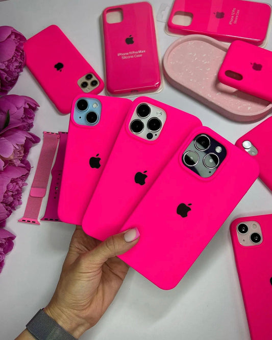 (Neon Pink) iPhone Premium Quality Silicone Case with micro fiber padding inside super soft silky feel