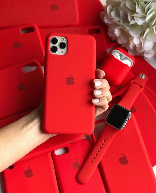 (RED) iPhone Premium Quality Silicone Case with micro fiber padding inside super soft silky feel