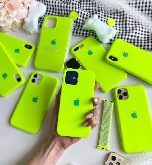 (Neon Green) iPhone Premium Quality Silicone Case with micro fiber padding inside super soft silky feel