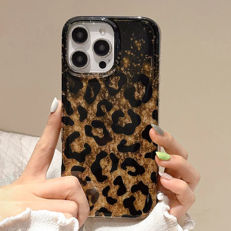 Golden Glitter Cheetah Case