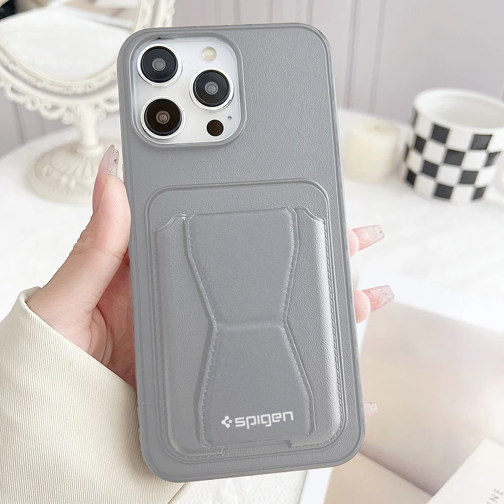 Sale Stock - SPIGEN LEATHER WALLET CASE WITH GRIP STAND