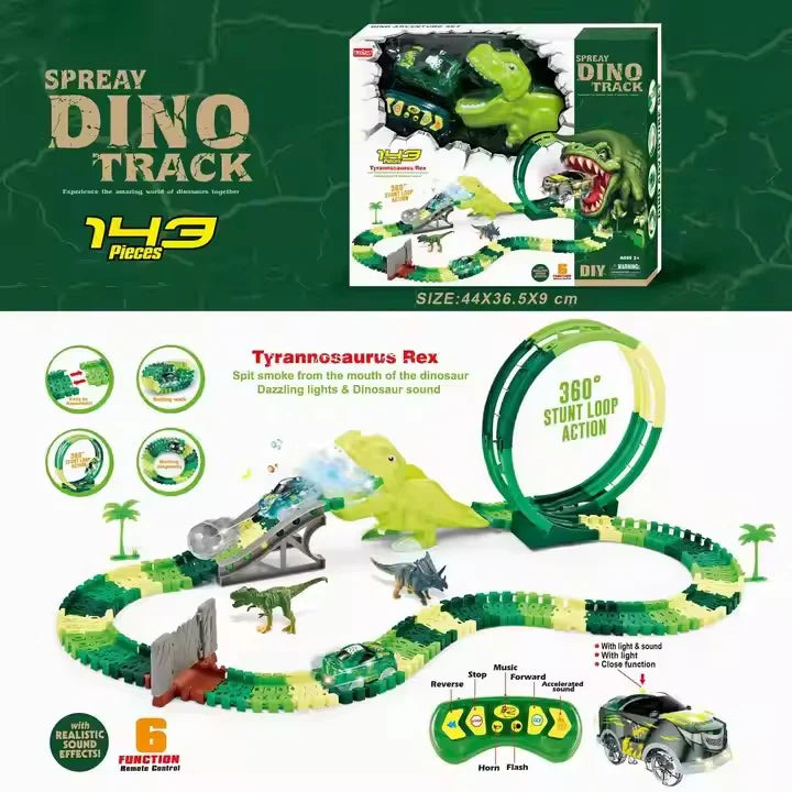 143 Pcs Remote Control Dino Spray Track Set
