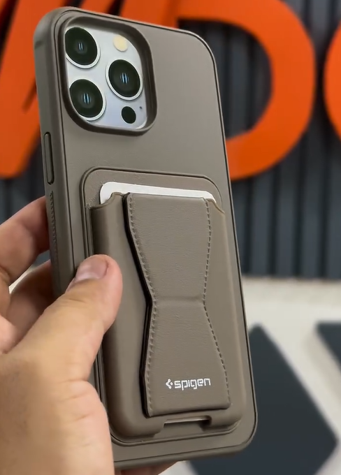 Sale Stock - SPIGEN LEATHER WALLET CASE WITH GRIP STAND