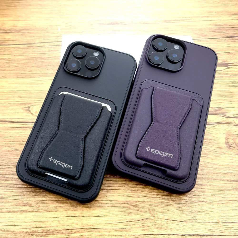 Sale Stock - SPIGEN LEATHER WALLET CASE WITH GRIP STAND