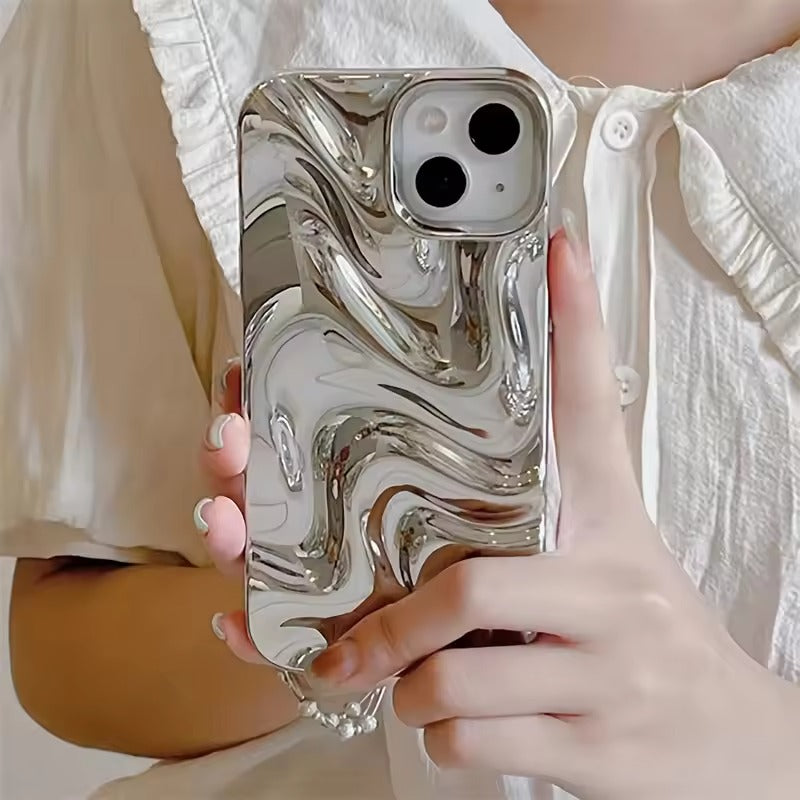 🪐Silver Glossy Meteorite Laser Case