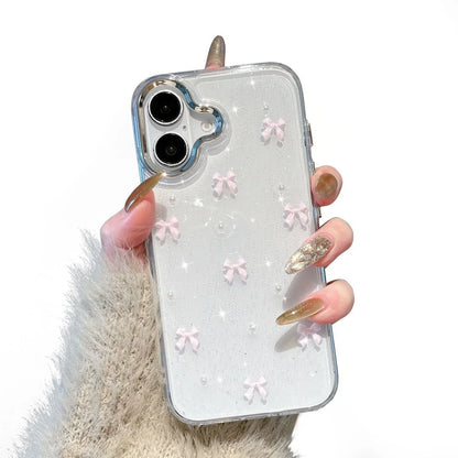New Pink Bow Shimmer Glitter Case