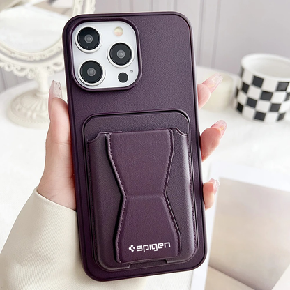 Sale Stock - SPIGEN LEATHER WALLET CASE WITH GRIP STAND