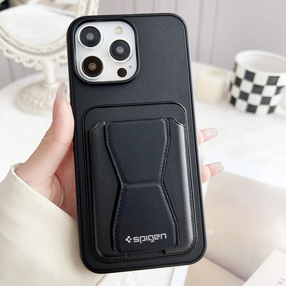 Sale Stock - SPIGEN LEATHER WALLET CASE WITH GRIP STAND